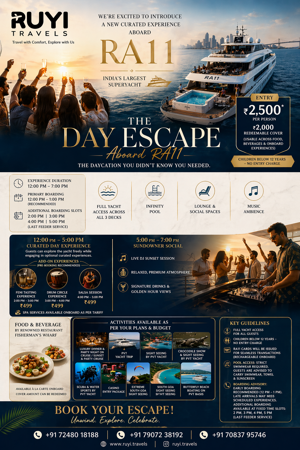 RA11 Superyacht Experience – “The Day Escape” | Goa