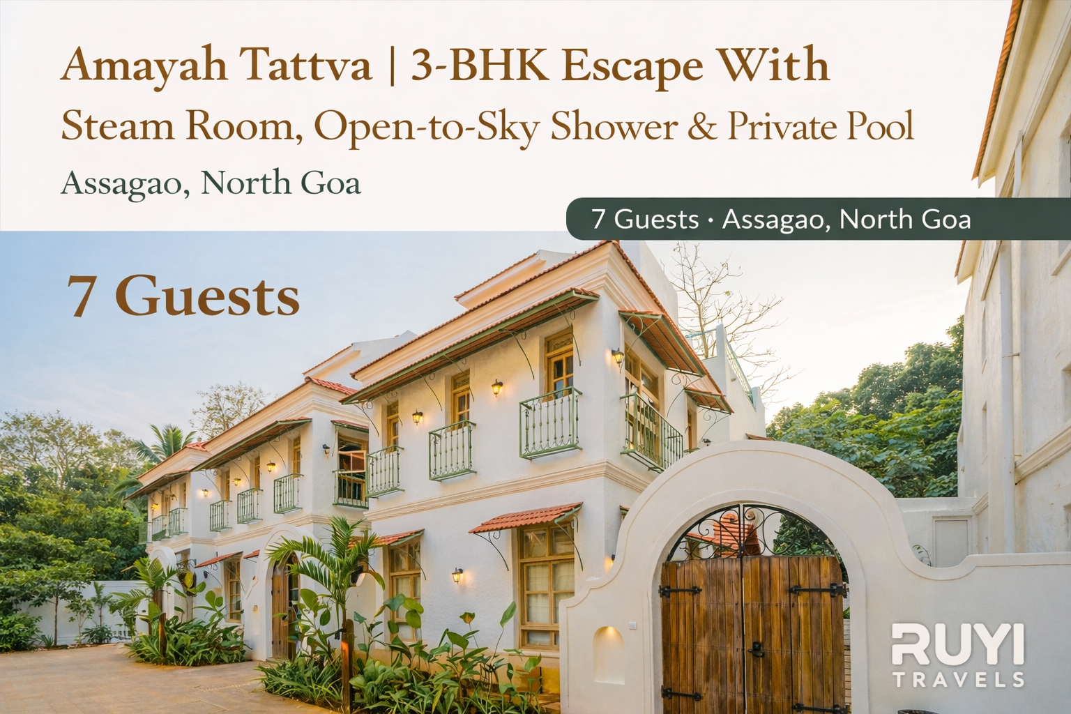 Vaas Amayah Tattva | 3- BHK Escape With Steam Room, Open-to-Sky Shower & Private Pool