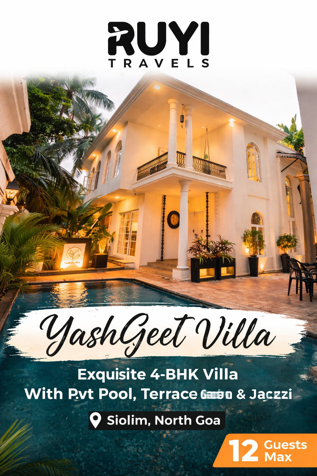 Vaas YashGeet Villa | Exquisite 4-BHK Villa With Pvt Pool, Terrace, Garden & Jacuzzi | Free E-Bike