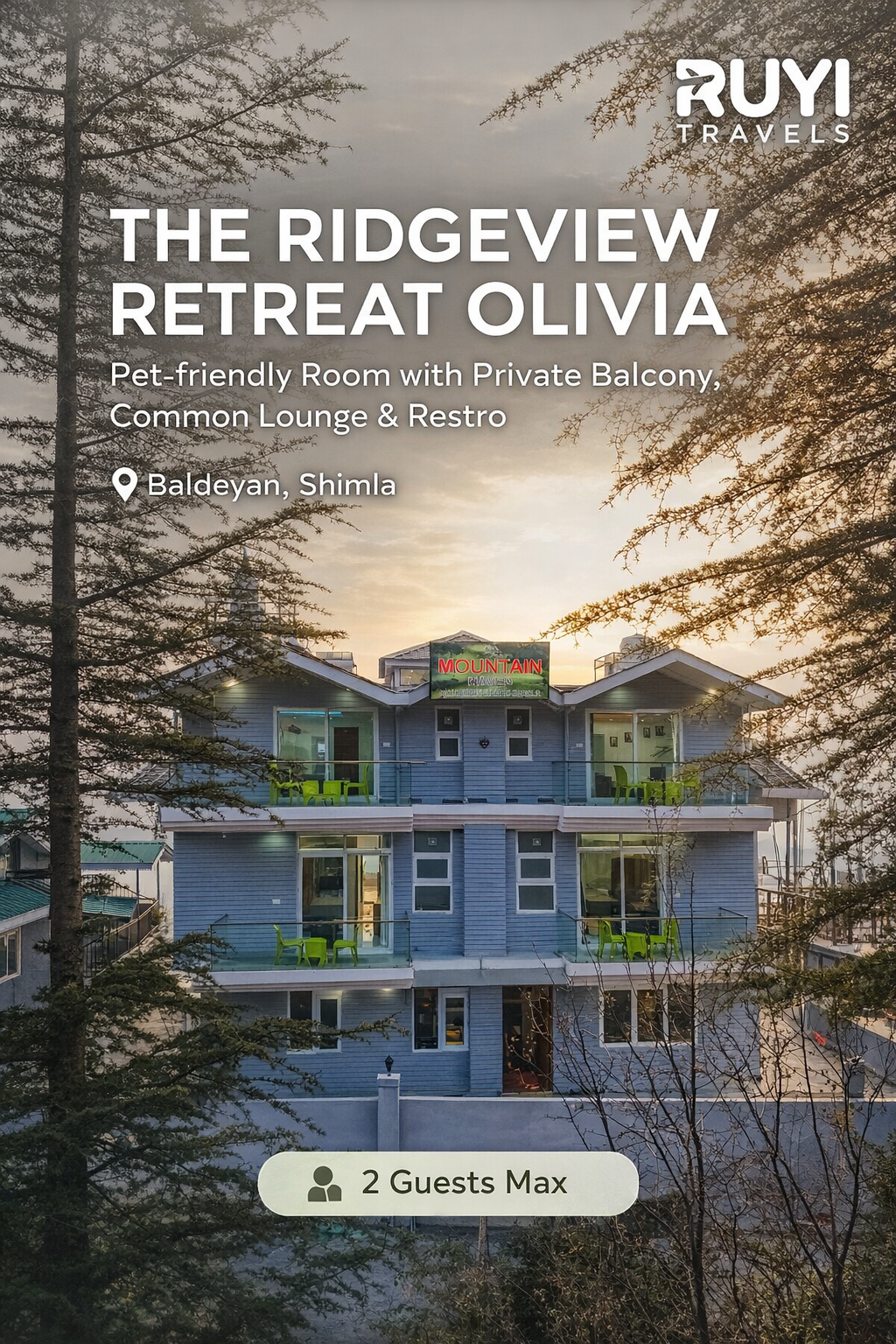 Vaas The Ridgeview Retreat Olivia | Pet-friendly Room with Private Balcony, Common Lounge & Restro | Close to Naldehra