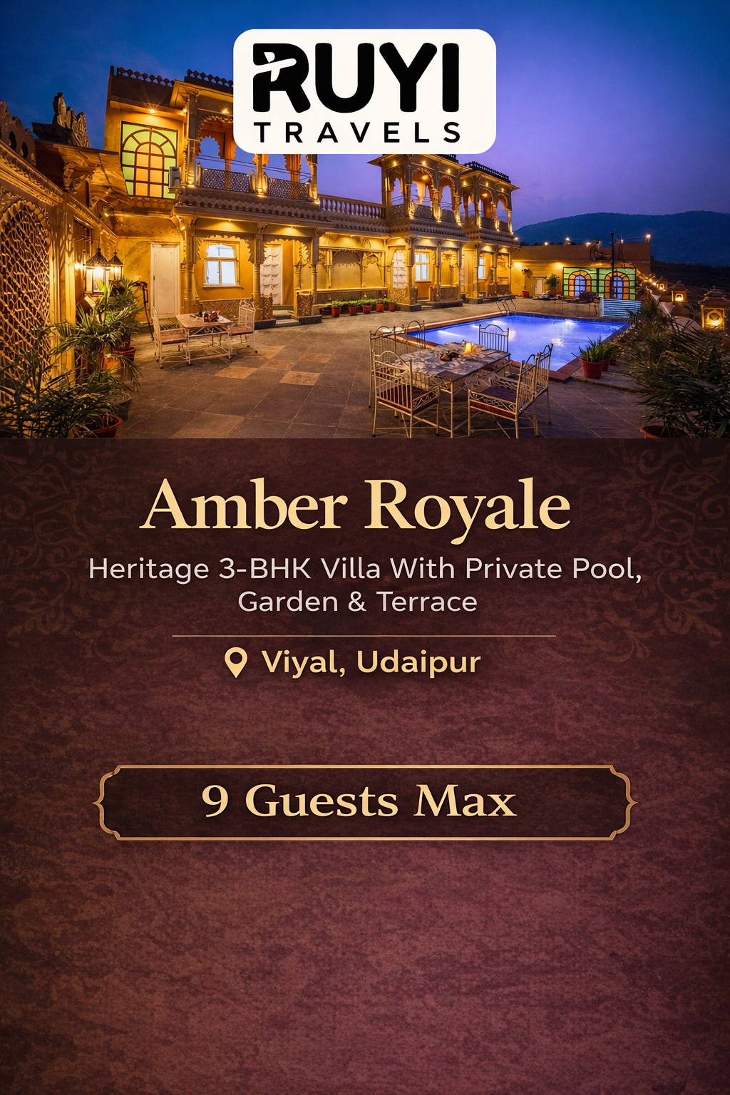 Vaas Amber Royale | Heritage 3-BHK Villa With Private Pool, Garden & Terrace