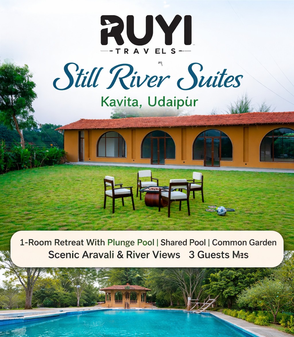 Vaas Still River Suites | 1-Room Retreat With Plunge Pool, Shared Pool, Common Garden, Restaurant Gym & Scenic Aravali & River Views