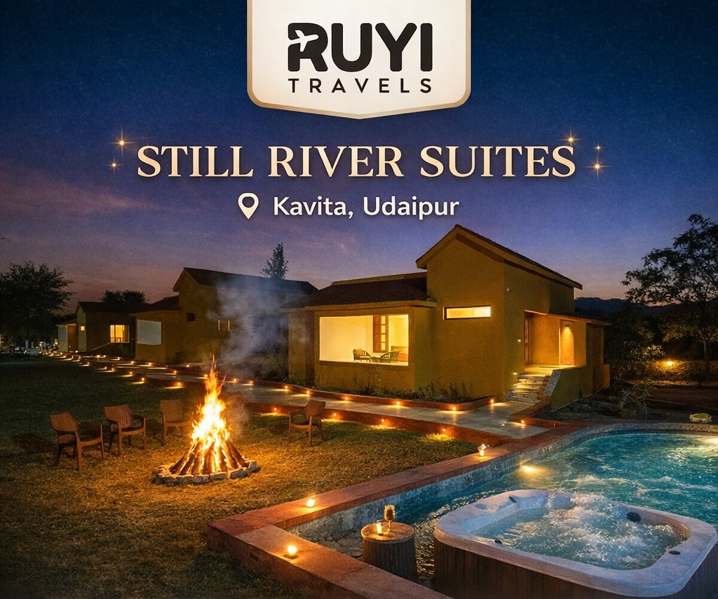 Vaas Still River Suites | 1-BHK With Private Heated Pool, Jacuzzi, Shared Pool, Garden, Restaurant & Aravali Views
