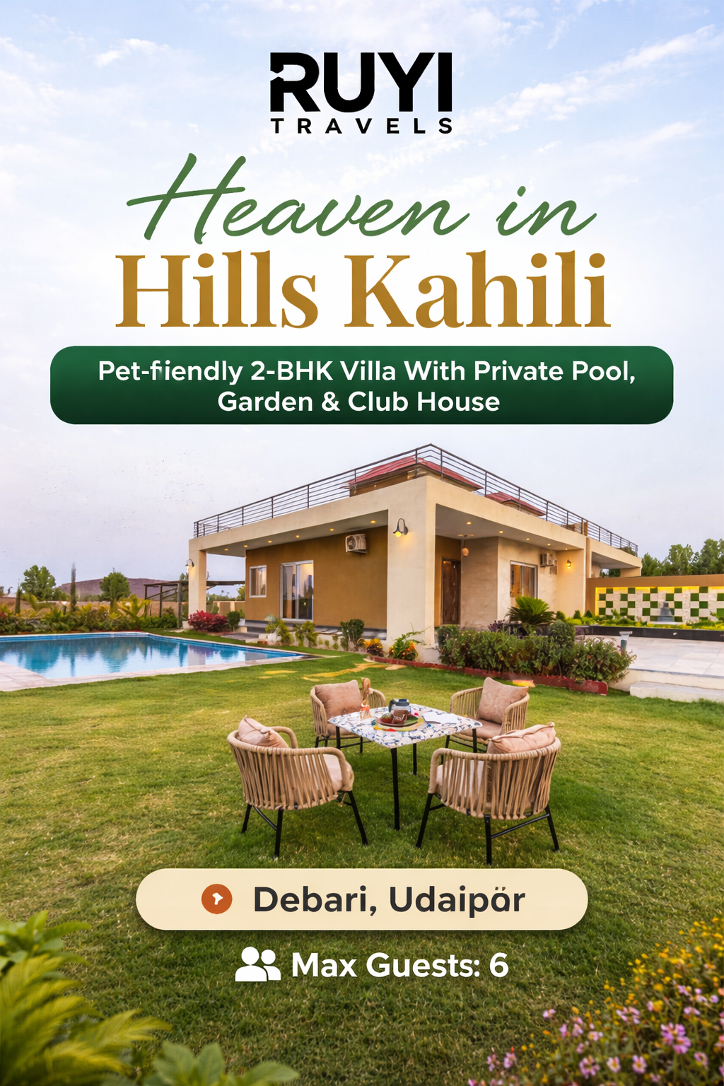 Vaas Heaven in Hills Kahili | Pet-friendly 2-BHK Villa With Private Pool, Garden & Club House