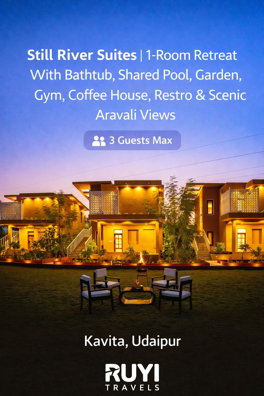 Vaas Still River Suites | 1-Room Retreat With a Bathtub, Shared Pool, Garden, Gym, Coffee House, Restro & Scenic Aravali Views