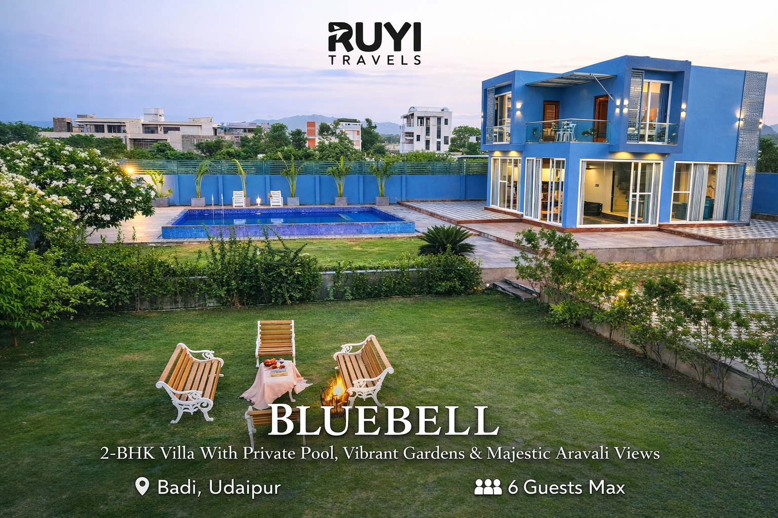 Vaas Bluebell | 2-BHK Villa With Private Pool, Vibrant Gardens, & Majestic Aravali Views
