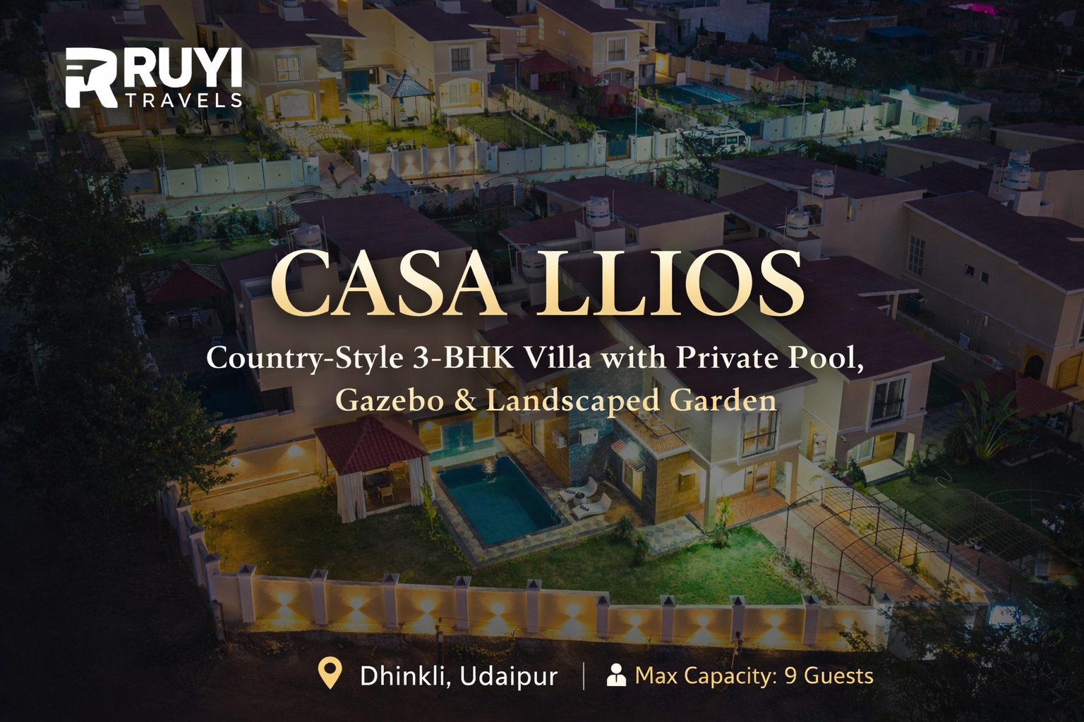 Vaas Casa llios | Country-Style 3-BHK Villa with Private pool, Gazebo and Landscaped Garden