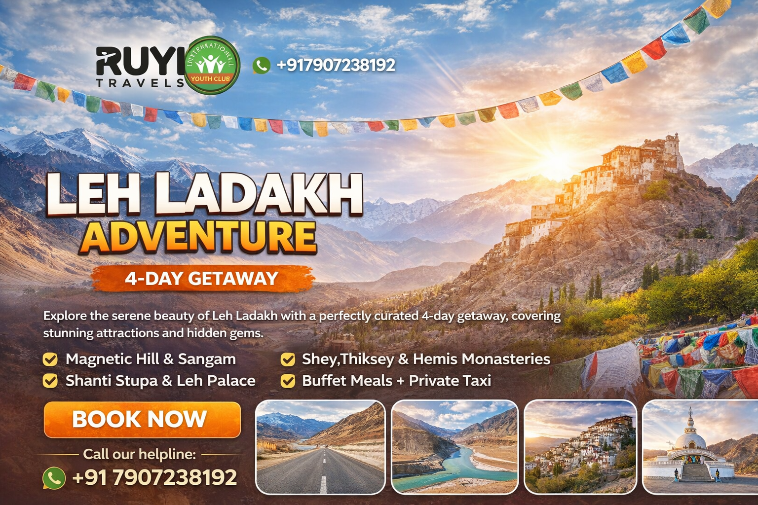Leh Ladakh 4 days adventure package 