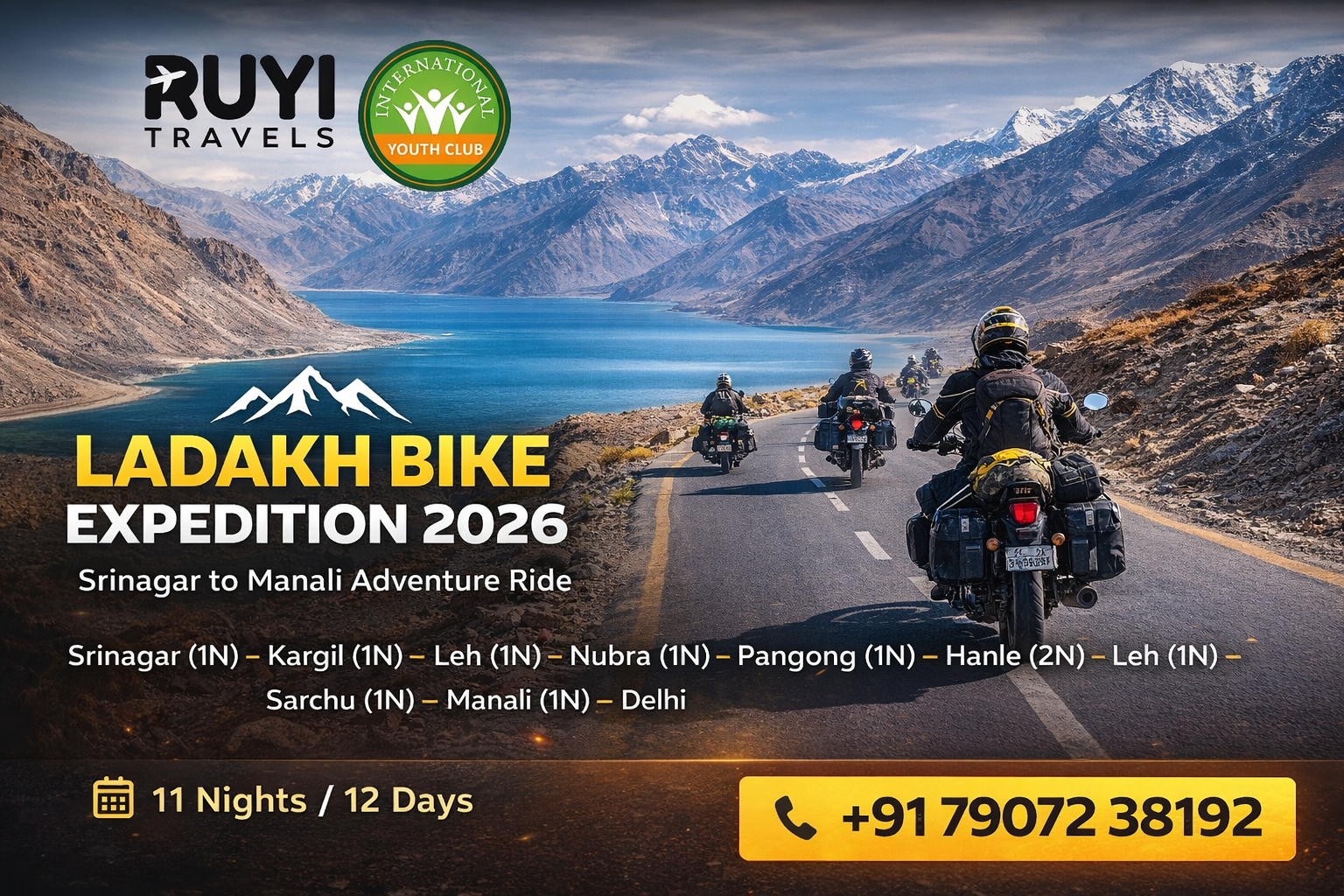 Ladakh Bike Expedition – Srinagar to Manali via Umling La (11 Nights / 12 Days)