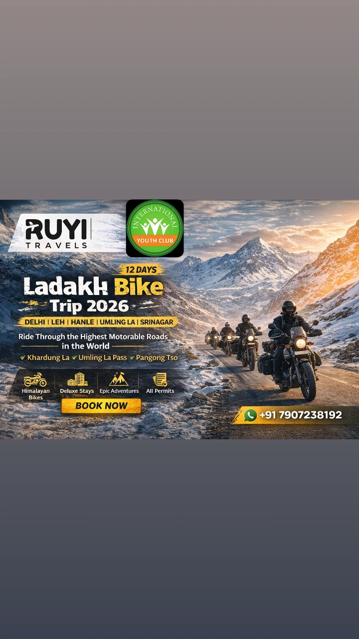 Ladakh Bike Trip 2026 – Delhi Leh Hanle Umlingla Srinagar 12D