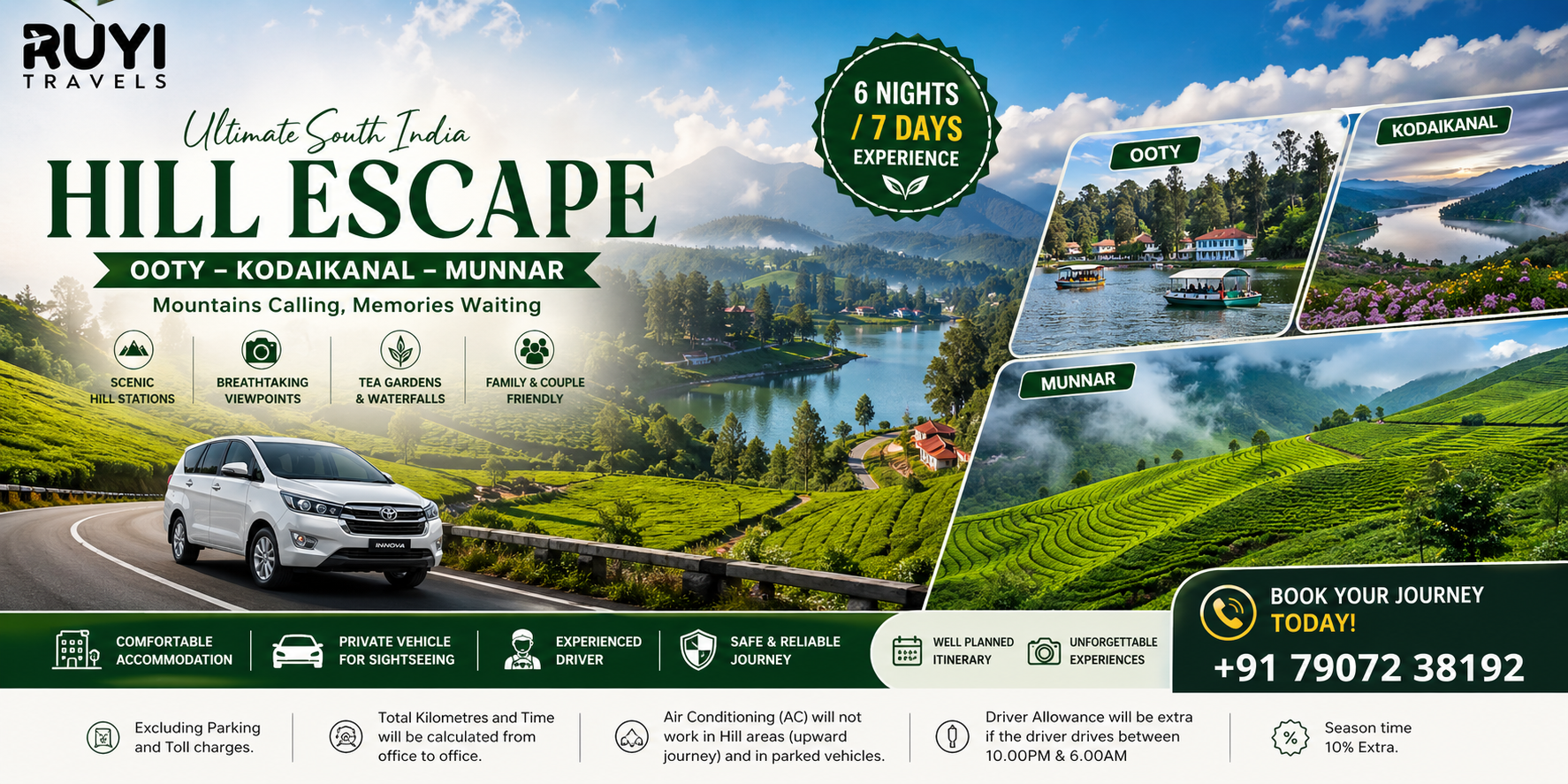 Ultimate South India Hill Escape: Ooty – Kodaikanal – Munnar Tour (6N/7D)