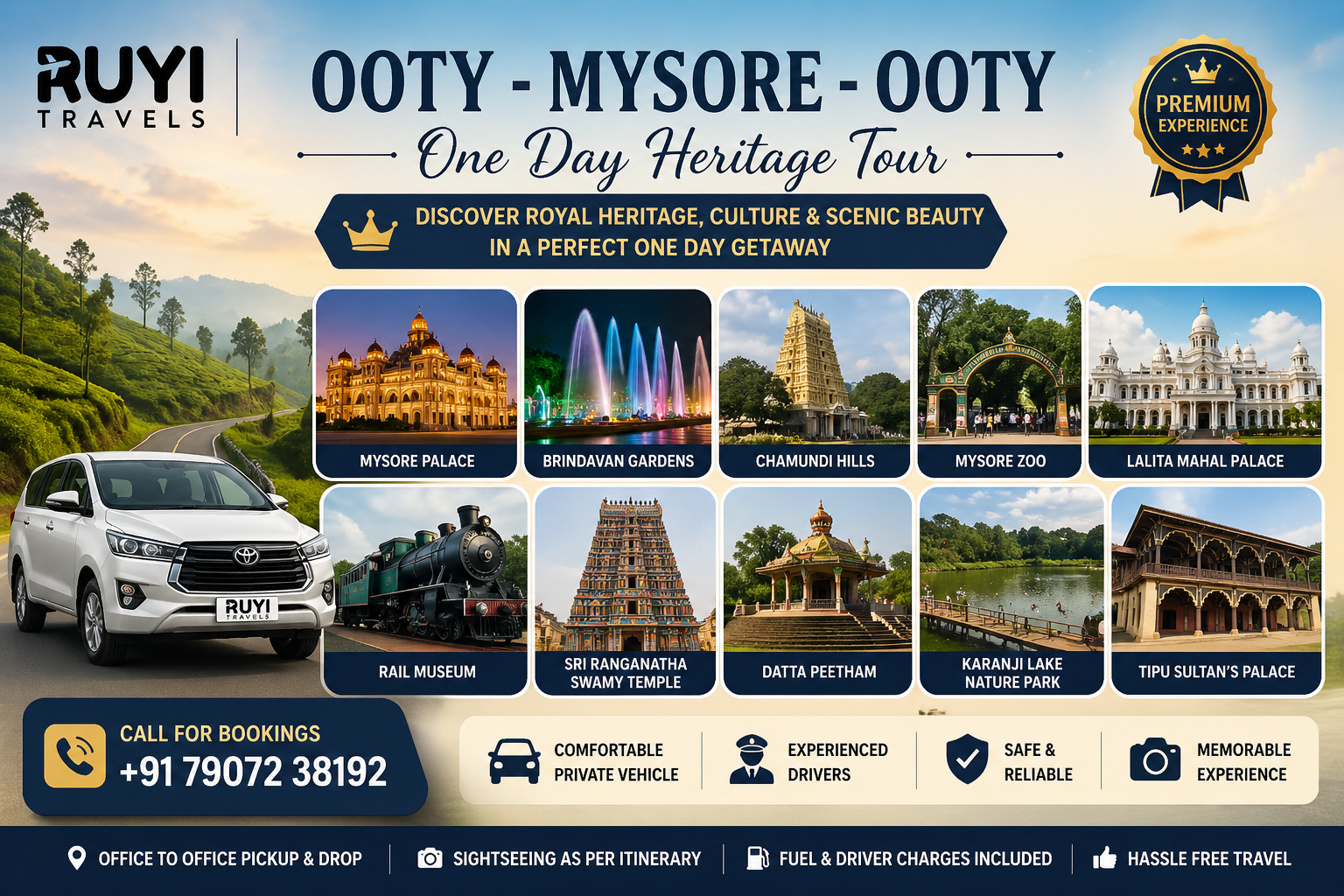 Ooty to Mysore One Day Heritage Tour
