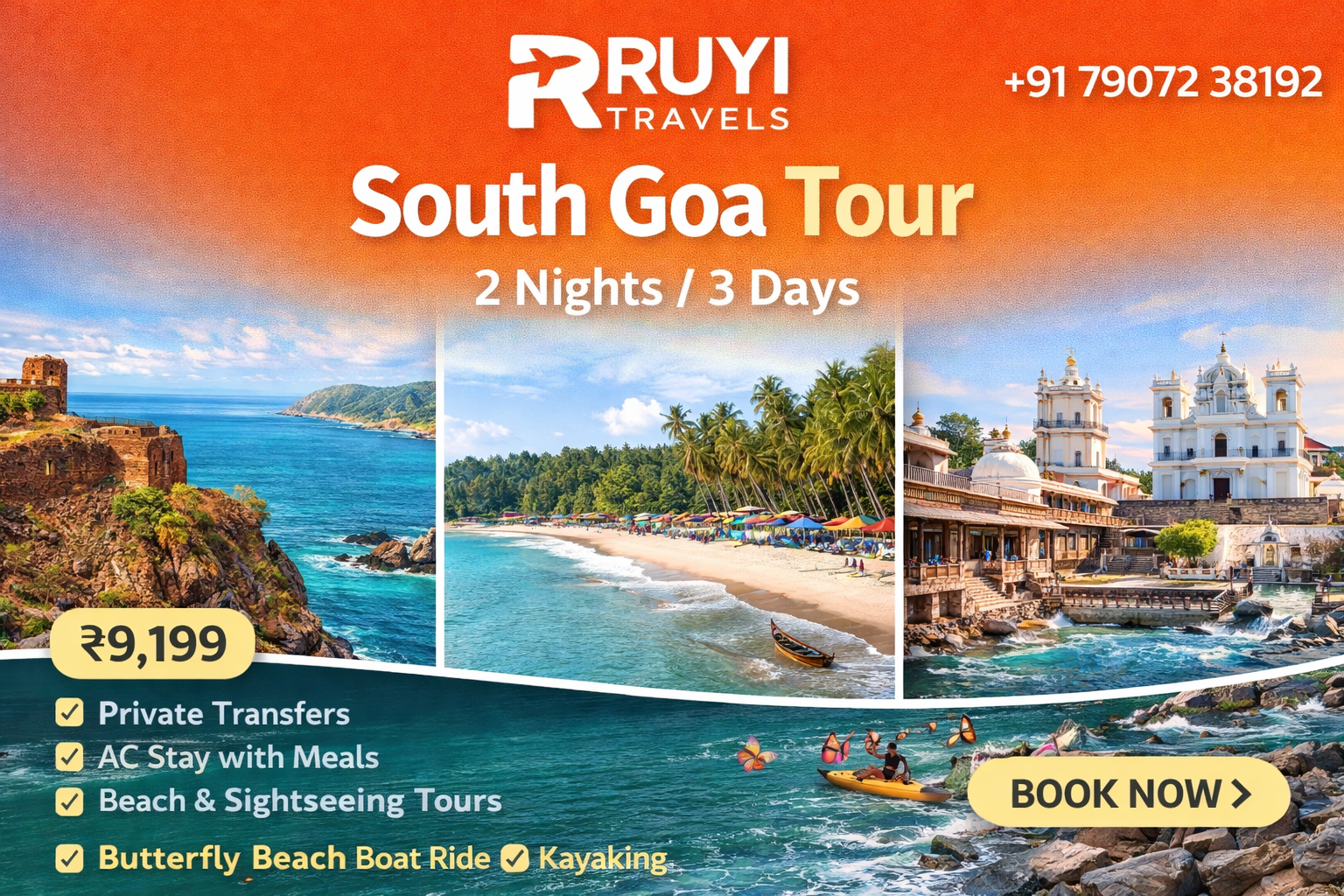 South Goa Tour Package – 2 Nights / 3 Days