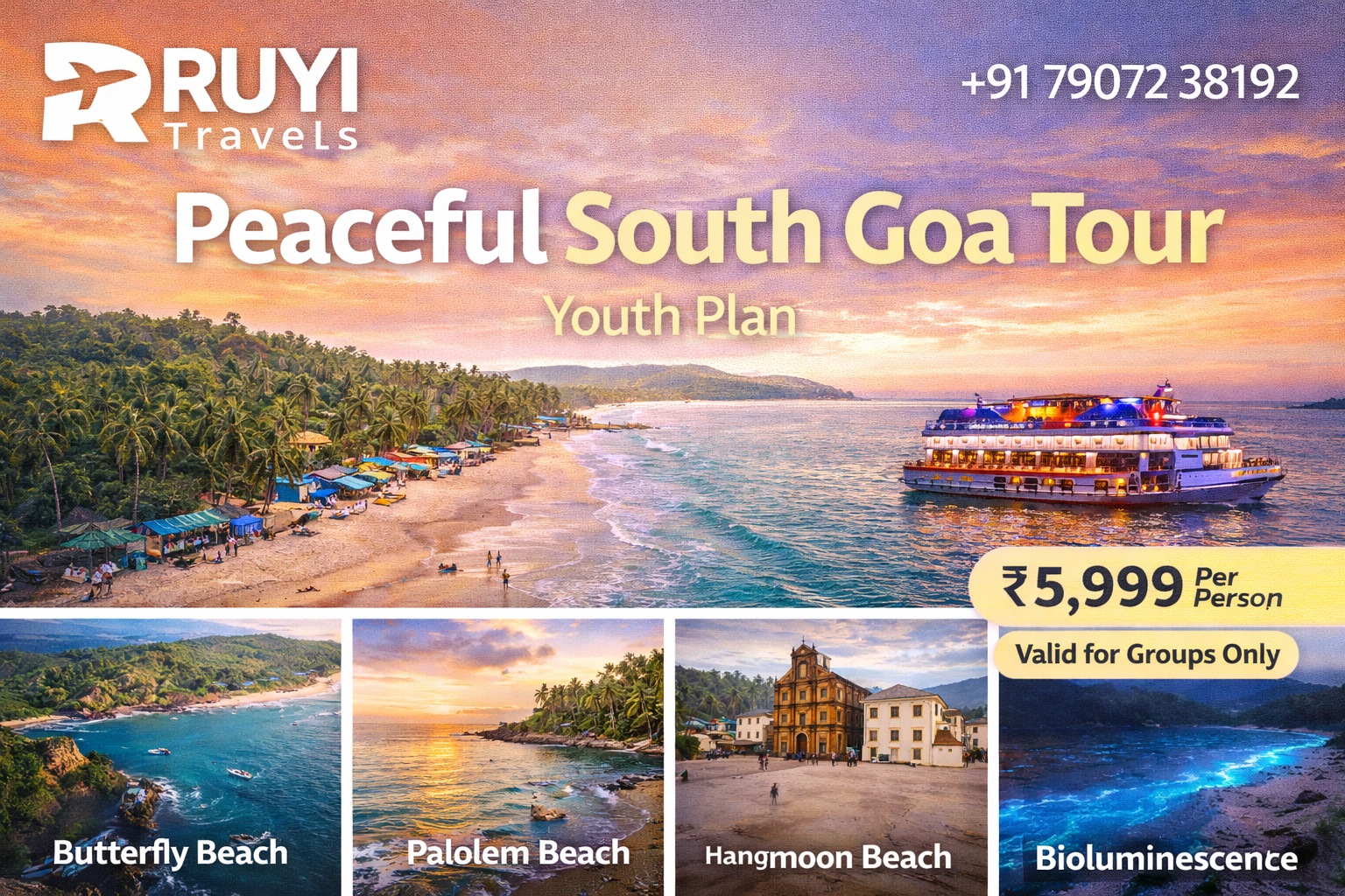Peaceful South Goa Tour – Youth Group Plan (2 Nights / 3 Days)
