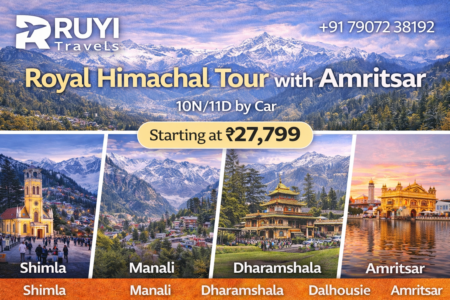 Royal Himachal Tour with Amritsar – 10 Nights / 11 Days