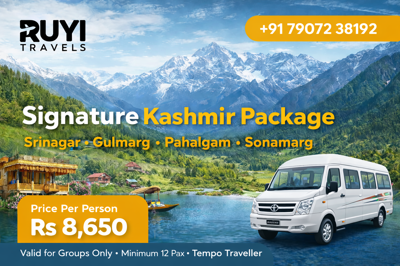 03 Nights / 04 Days Kashmir Tour (12 pax ) 